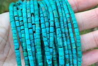 High Quallity Genuine Heishi Chinese Turquoise Beads, 3mm Blue Turquoise Tube Spacer Beads, 15.5'' Full Strand, SKU#U1226