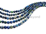 Unique Cut Quality Natural Lapis beads, 6mm/8mm/10mm/12mm, Diamond Cut Faceted Round Blue Green Gemstone Beads, 15.5inch strand, SKU#U132