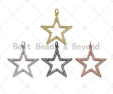 Gold Five Point Star Shape Pendant,  Frame Star Charm, Pave Star Pendant, Gold plated, 27mm, Sku#LK81