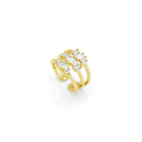 Baguette CZ Wave Line Adjustable Ring, Sku#LX279