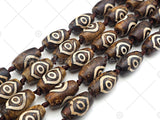 NEW STYLE Natural Tibetan Agate, Barrel Shape Evil Eye,Natural Agate, DZI Agate, 15x25mm, 14'' Full Strand,Sku#U974