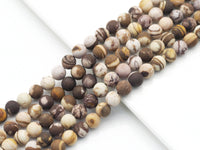 Matt Brown Zebra Jasper Round Smooth Beads, Sku#U1404