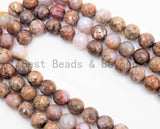 Quality Natural Bloodshot Jade Round Faceted Beads,6mm/8mm/10mm/12mm beads, Brown Gemstone, 15.5inch strand, SKU#U328