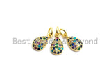 CZ Colorful Micro Pave Teardrop Pendant, Teardrop Shaped Pave Pendant, Gold plated, 7x13mm, Sku#F740