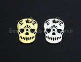 Hollow Out Skull Shape Pendant/Charm, Skull Cubic Zirconia Pendant, Silver/Gold Tone,15x20mm,Sku#Z510