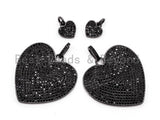 Black CZ Pave On Black Micro Pave Heart Charm, 30mm/10mm, Sku#F366