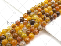 Golden Brown Speical Cut Faceted Fire Agate Beads, 6mm/8mm/10mm/12mm Faceted Fire Agate, 15.5'' Full Strand, SKU#UA192