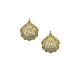 CZ Pave Gold Sea Shell Shape Charm, Sku#LX119