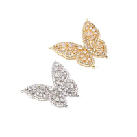 Baguette CZ Gold Silver Butterfly Charm, Sku#ZX127