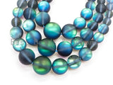 6-16mm Graduated Matte Blue Flashy Rainbow Manmade Moonstone Beads Strand, 6mm-16mm Round Matte beads, 15.5inch strand, SKU#U81