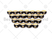 CZ Black Enamel Alphabet Adjustable Ring, Sku#O72