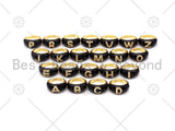 CZ Black Enamel Alphabet Adjustable Ring, Sku#O72