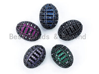 CZ Micro Pave Oval Cage Spacer Beads, Green Purple Blue Black Cubic Zirconia Space Beads, Bracelet Spacer Beads,  16x12mm, sku#G55