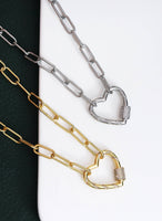 Paperclip Chain Heart Lock Necklace, sku#CL10