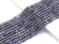 High Quality Natural Lolite Beads, 4mm Faceted Cube Lolite Beads, 16" Full Strand, Sku#U769