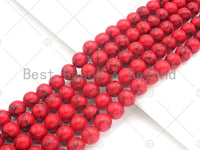 Natural Red Howlite Round Smooth Beads, 6mm/8mm/10mm/12mm/14