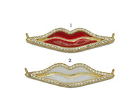 CZ Enamel Lips Pendant, Sku#Z1428