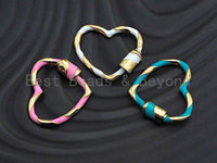 Colorful Enamel Pave Heart Shape Clasp, Gold Carabiner Clasp, 23x25mm, sku#H162