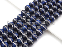 High Quality Blue Tiger Eye with rhinestone inlaid, 6mm/8mm/10mm/12mm/14mm, Tiger eye Beads, 15.5inch Full strand, SKU#V48