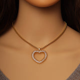 Baguette CZ Gold Open Heart Charm, Sku#LX213