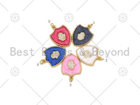 Micro Pave CZ Hamsa Hand On Colorful Enamel Shield Shape Pendant, 18K Gold Filled Enamel CZ Pendant,Enamel Jewelry, 24x18mm,Sku#L589