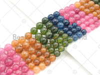 Natural Watermelon Quartz Round Smooth Beads, 8mm/10mm Blue/Green/Pink/Orange Mixed Color Quartz Beads, 15.5'' Full Strand, Sku#U1169