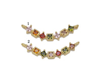 Colorful CZ Square Diamond String Connector Charm, Sku#LK752