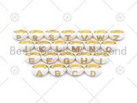 CZ White Enamel Alphabet Adjustable Ring, Sku#O75