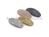 Colorful CZ Micro Pave 14x38mm Slab Oval Two Hole Bracelet Connector, Cubic Zirconia Connector/Link,sku#E414