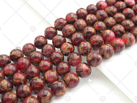 Gold Clinquant Beads, 4mm/6mm/ 8mm/10mm/12mm, Cloisonne Red Color, 15.5" Full Strand Wholesale Gemstones,sku#U952