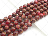 Gold Clinquant Beads, 4mm/6mm/ 8mm/10mm/12mm, Cloisonne Red Color, 15.5" Full Strand Wholesale Gemstones,sku#U952