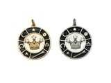 CZ Enamel Crown Coin Pendant, Sku#ZX44