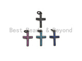 CZ Micro Pave Cross Charm, Black/Fuchsia/Turquoise/Cobalt Blue Cubic Zirconia Cross, 10x16mm, sku#X143