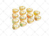 Enamel Smiley Face On Round Sunflower Open Ring, Sku#X281