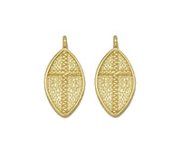 Gold Cross Leaf Charm, Sku#LK703