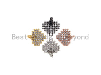 CZ Micro Pave Heart/Leaf Shaped Pendant/Charm, Clear Cubic Z