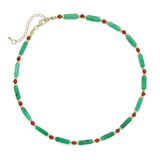 Green Red Gemstone Beads Necklace, EF546