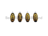 Natural Tibetan Agate Oval Shape Beads, Black Gold Dzi beads, Barrel Agate Beads, 10x20mm, sku#U593