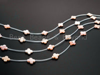 1/10pcs Natural Mother of Pearl QUATREFOIL beads, 8/10/14mm Pink Pearl Four-leaf CLOVER Beads, Pearl Shell Beads, SKU#T98