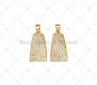 CZ Micro Pave Bell Shape Pendant, 18K Gold Filled Cubic Zirconia Charm, Necklace Bracelet Charm Pendant,12x22mm, Sku#LK474