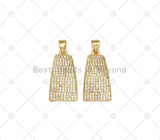 CZ Micro Pave Bell Shape Pendant, 18K Gold Filled Cubic Zirconia Charm, Necklace Bracelet Charm Pendant,12x22mm, Sku#LK474