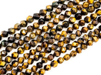 High Quality Natural Brown Tiger Eye Round Faceted Diamond Cut Beads, 6mm/8mm/10mm/12mm beads, 15.5inch strand, SKU#U82