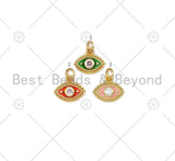 CZ Micro Pave Colorful Enamel Evil Eye Shape Pendant,12x10mm,Sku#Z1399