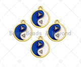 Enamel Cobalt White Yin Yang Pendant,Tiangle Gold Pendant,Religious Enamel Pendant,10x12mm,Sku#B128