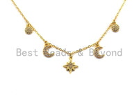 Gold Moon Star Coin Charm Necklace, z708