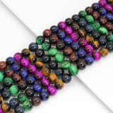 Colorful Tiger Eye Round Smooth Beads, Sku#UA318