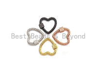 NEW Engraved Heart Shape Clasp, Heart Clasp, Gold/Silver/Rose Gold/Gunmetal Carabiner Clasp, 23mm, sku#H208