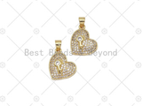 CZ Key On Heart Charm, Sku#LK542