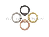 Engraved Round Ring Shape Clasp, CZ Pave Clasp, Gold/Silver/Rose Gold/Gunmetal Color Carabiner Clasp, 22.8mm, sku#H209