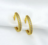 Gold Silver CZ Round Hoop Earrings, Sku#ML54